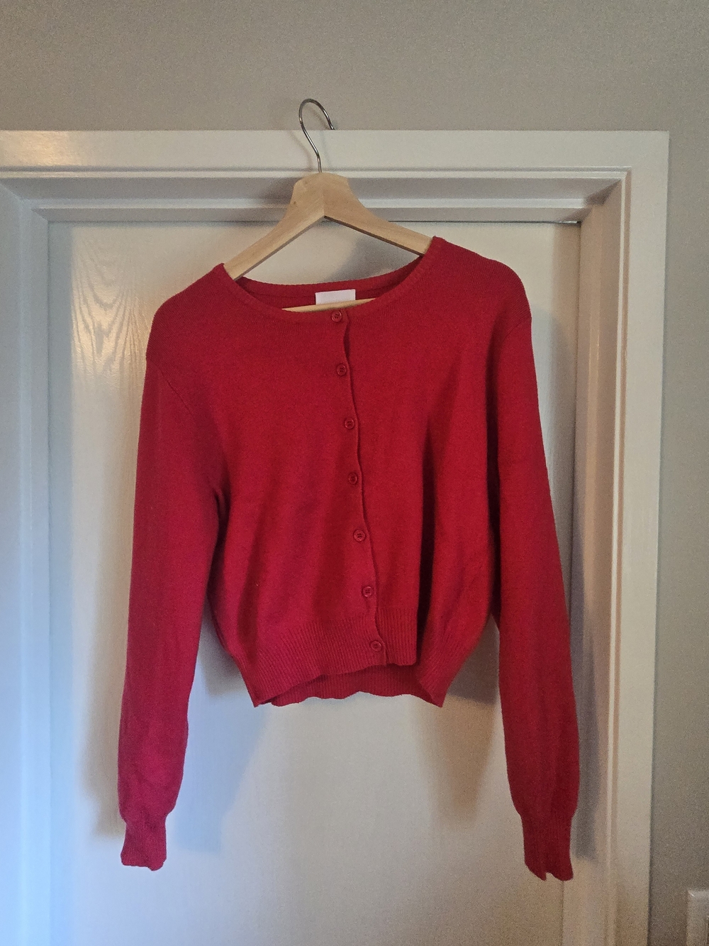 Women's Red Button-Front Cardigan Sweater